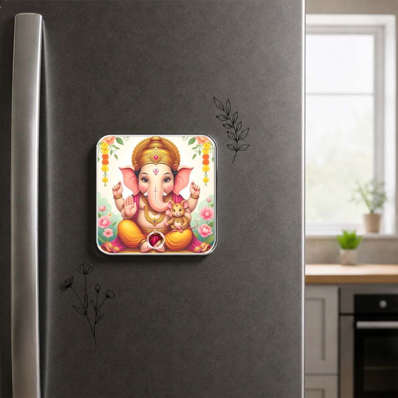 Cute Ganpati Decorative Musical Fridge Magnet Spiritual Gift for Ganesh Chaturthi Ganesh Mantra Playing Fridge Magnet for Home and Office Decor  Rechargeable Speaker